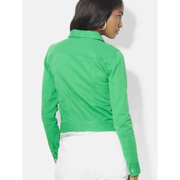 LRL Ralph Lauren Jeans Co. Green Denim Jacket Women's Medium Button Front - Picture 2 of 7